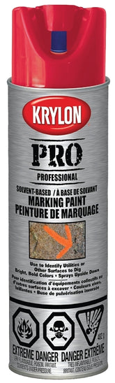 Krylon 45866 Inverted Marking Spray Paint, Fluorescent Red, 15 oz